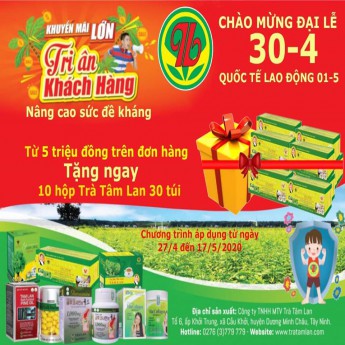 CHƯƠNG TRÌNH KHUYẾN MÃI TRI ÂN KHÁCH HÀNG NHÂN DỊP ĐẠI LỄ 30/04 - QUỐC TẾ LAO ĐỘNG 01/05
